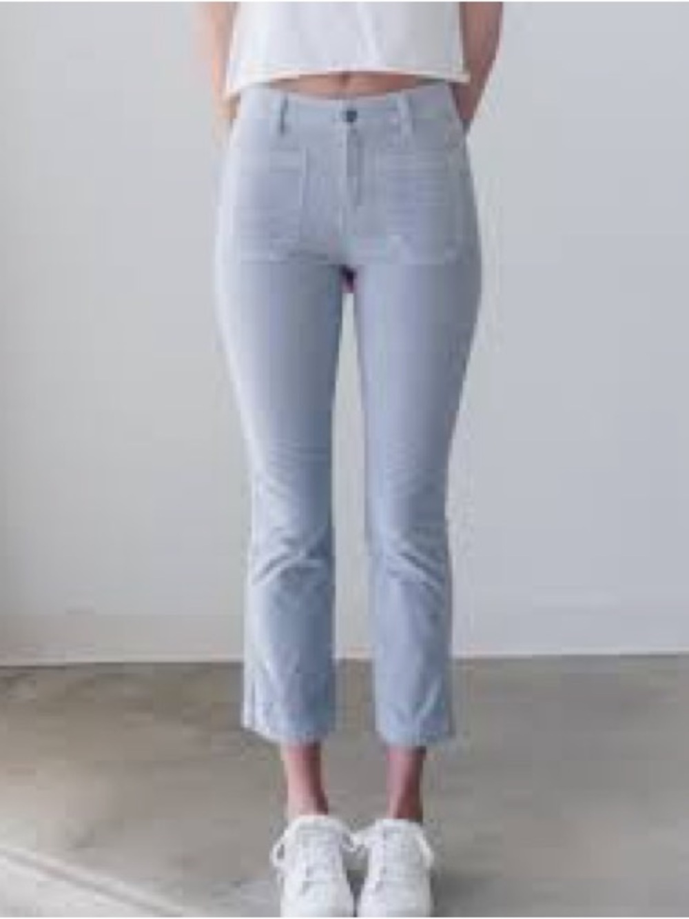 Free People High Time Velvet Kick Flare Pants in Pearl Blue Size 4